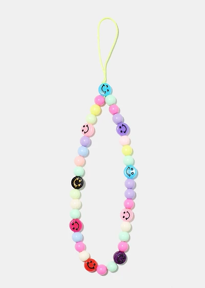 Smiley Face Phone Strap Wristlet