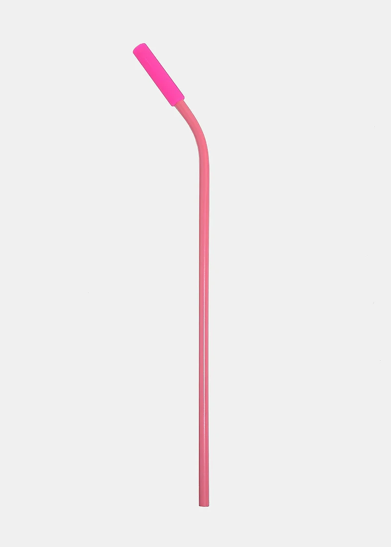 Official Key Items ReUse Metal Straw: Pink Long Bent