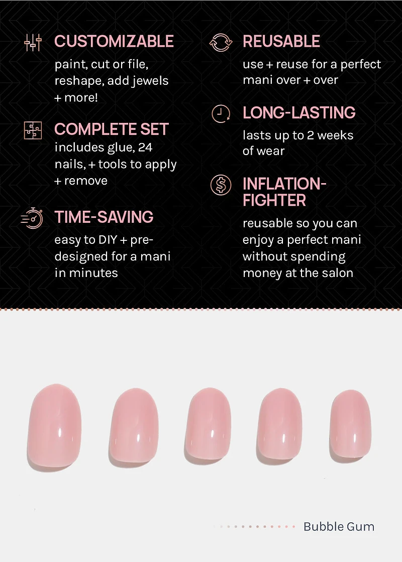 AOA Pro Press-On Nails: Bubble Gum