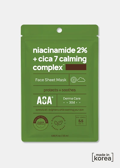 AOA Skin Niacinamide 2% + CICA 7 Calming Complex Sheet Mask
