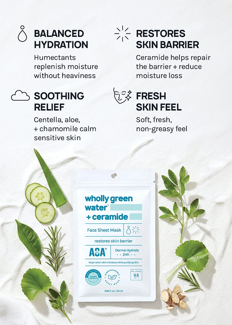 AOA Skin Wholly Green Water + Ceramide Sheet Mask