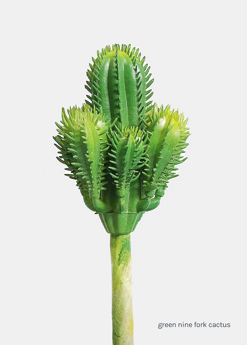 Official Key Items Artificial Succulents - Green Nine Fork Cactus