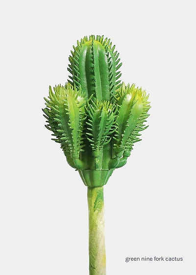 Official Key Items Artificial Succulents - Green Nine Fork Cactus