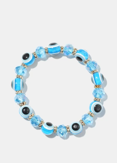 Evil Eye Vibrant Bead Bracelet