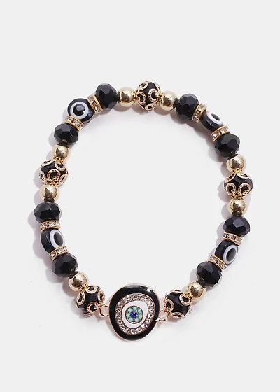 Dark Colored Evil Eye Bead Bracelet