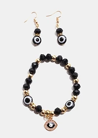 Colorful Evil Eye Bracelet & Earring Set