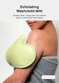 AOA Dual Exfoliating + Washcloth Mitt