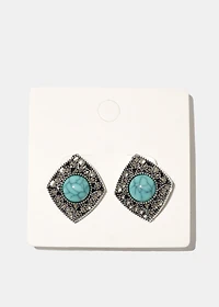 Diamond Shape Earring with Stone