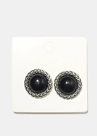 Marble Circle Clip Earrings