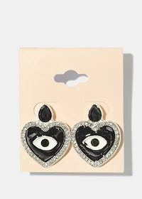 Heart Evil Eye Earrings