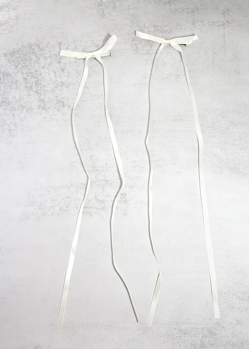 2 PC Long Thin Bow Hairclips