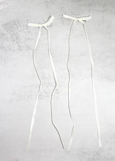 2 PC Long Thin Bow Hairclips