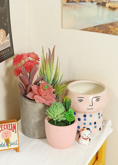Official Key Items Artificial Succulents - Pink Rice Hydrangeas