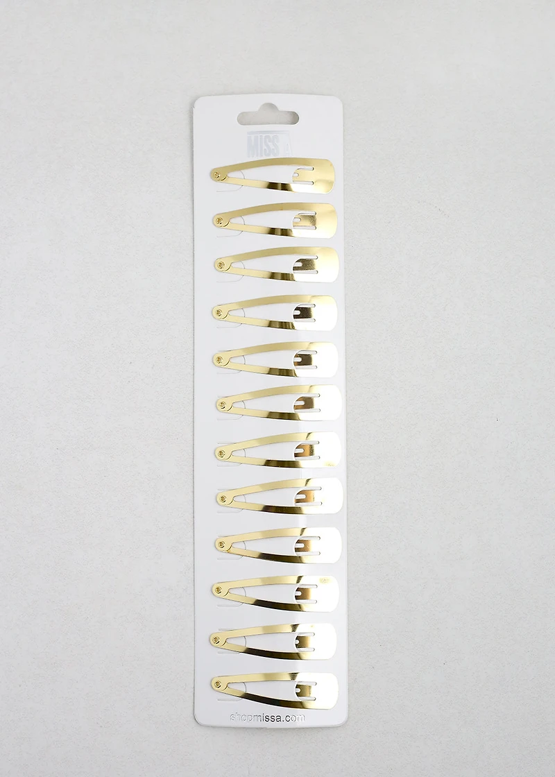 12 PCS Gold Snap Hair Clips