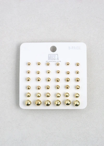 Ball Stud Earring Set - 18 Pairs