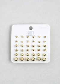Ball Stud Earring Set - 18 Pairs
