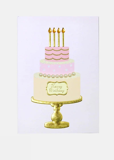 Happy Birthday Pink Cake Greeting Card