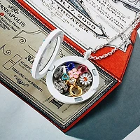Pink Heart Accent Stone Locket Charm (2 Stones)