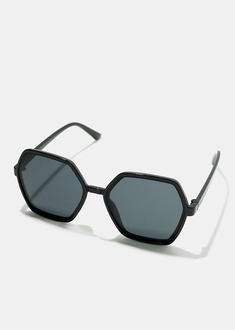 A+ Black Geometric Thin Frame Shades