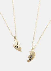 Friendship Heart Necklace with Paw Print