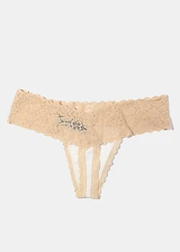 Beige Lace Thong