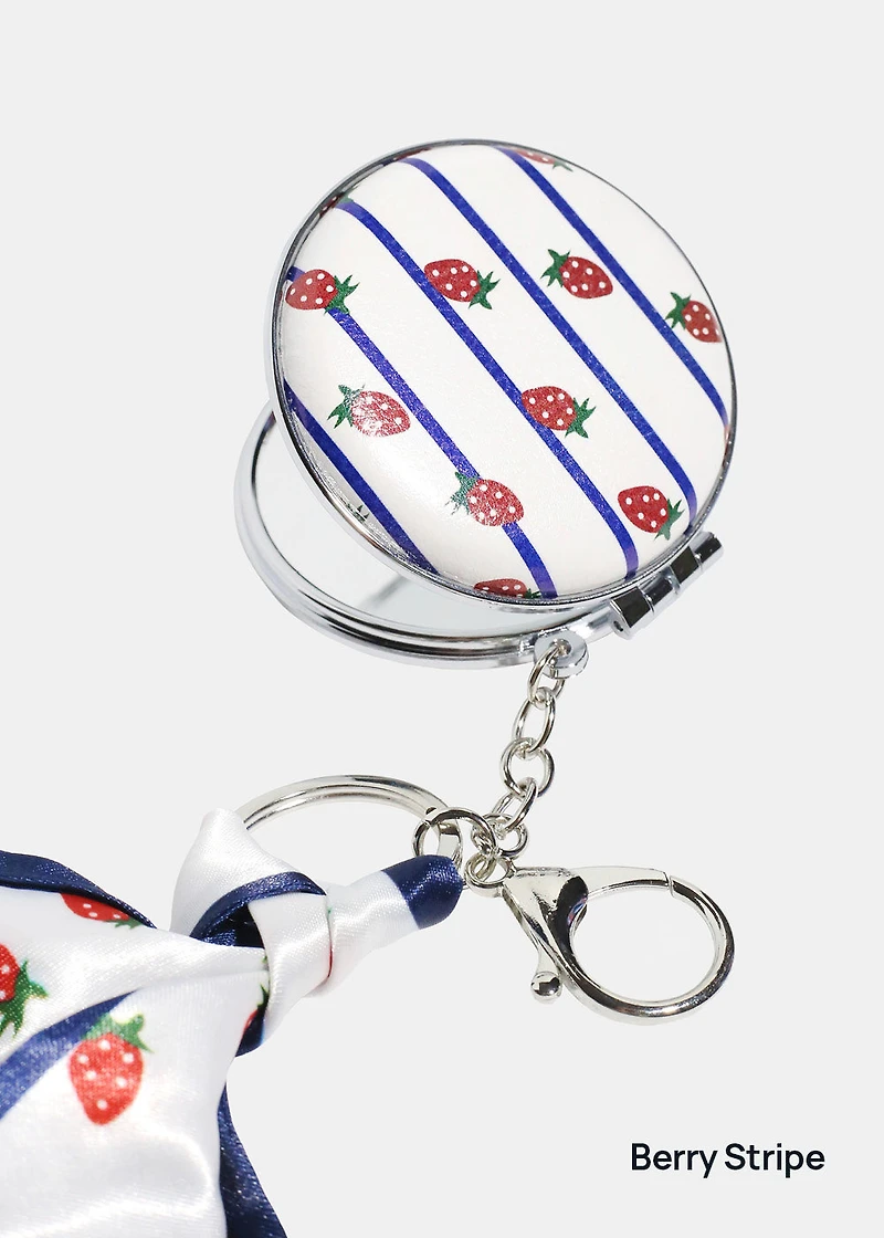 AOA Pro Double-Sided Compact Mirror – Striped Keychain