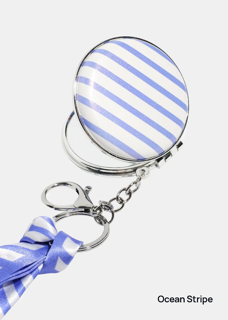AOA Pro Double-Sided Compact Mirror – Striped Keychain