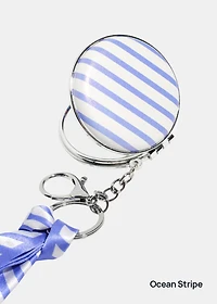 AOA Pro Double-Sided Compact Mirror – Striped Keychain