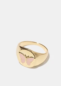 Gold Enamel Butterfly Ring