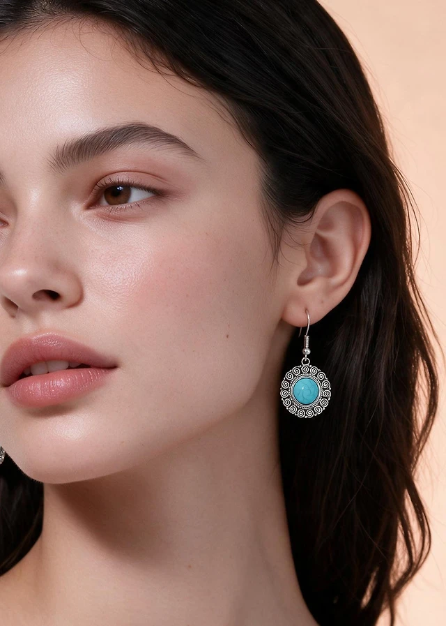 Turquoise Medallion Drop Earrings