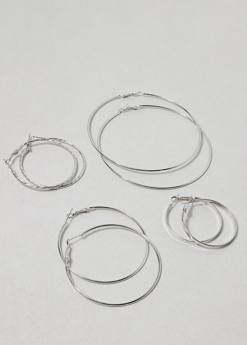 Everyday Silver Hoop Earring Set