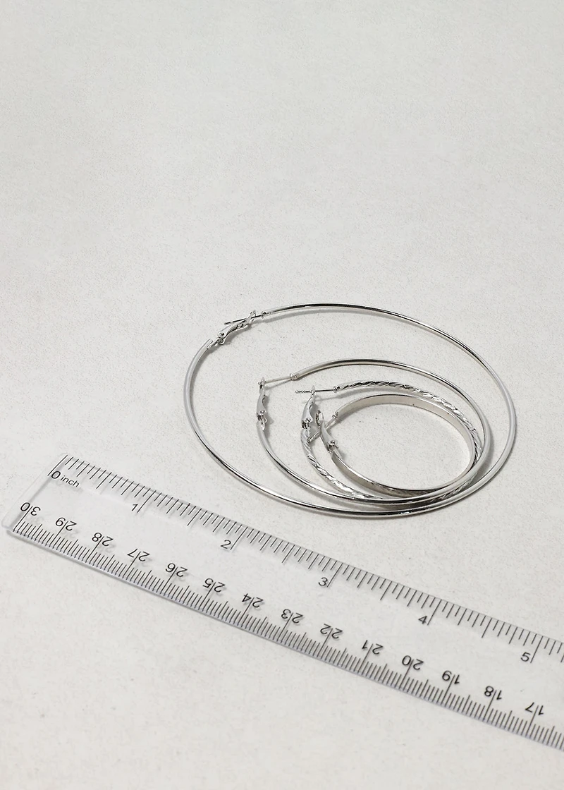 Everyday Silver Hoop Earring Set