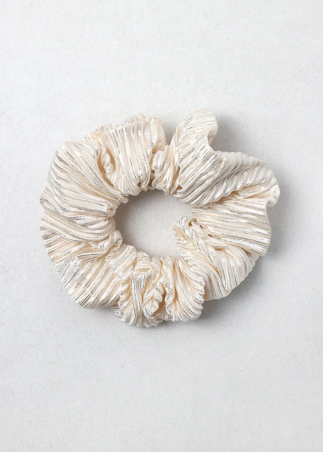 Champagne Shimmer Pleated Scrunchie