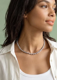 Silver Twist Rope Chain Necklace