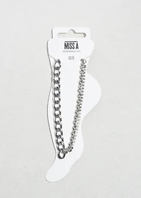 Double Luxe Silver Chain Anklet