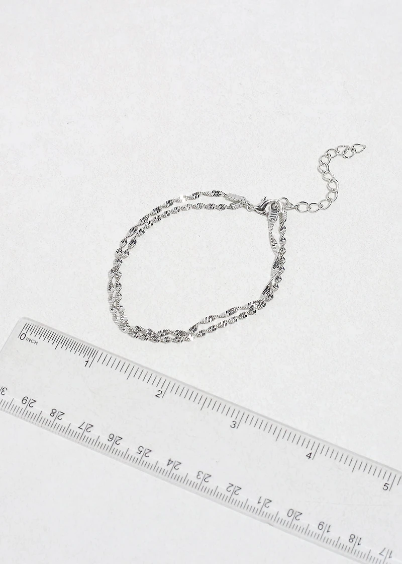Twisted Silver Chain Bracelet