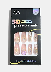AOA Studio Blush Garden 5D Pre-Glued Press-On Nails