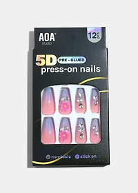 AOA Studio Cotton Candy Bloom 5D Pre-Glued Press-On Nails