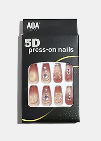 AOA Studio Golden Bow Blush 5D Press-On Nails
