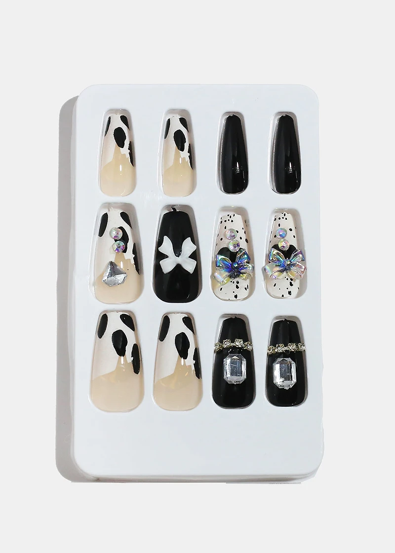 AOA Studio Midnight Cowgirl Bow 5D Pre-Glued Press-On Nails