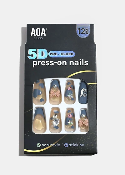 AOA Studio Bluebell Sweetheart 5D Pre-Glued Press-On Nails