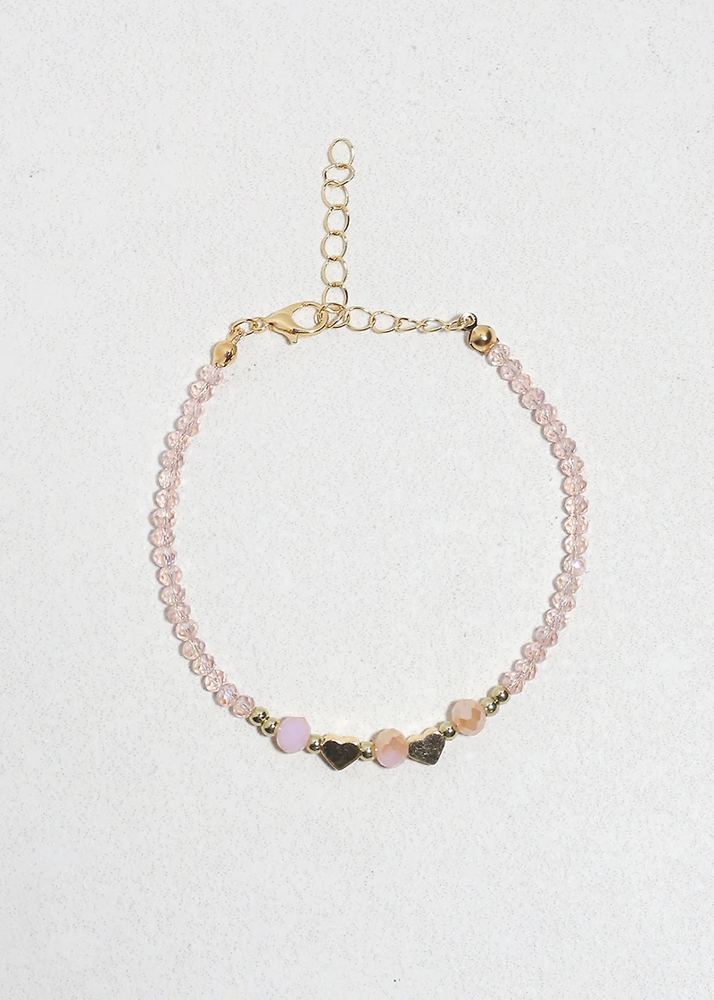 Blush Heart Glow Beaded Bracelet