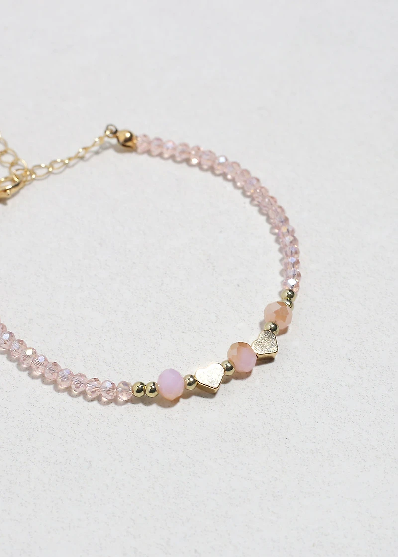 Blush Heart Glow Beaded Bracelet
