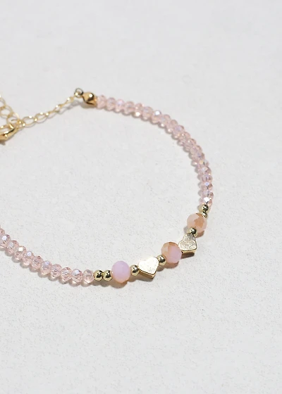 Blush Heart Glow Beaded Bracelet