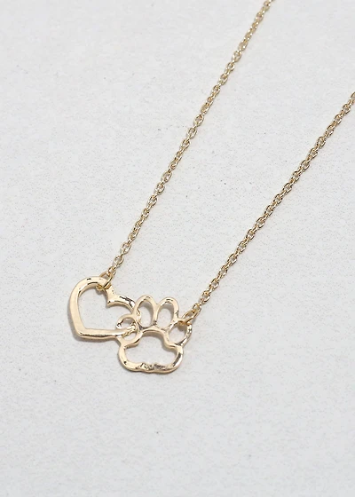 Heart & Paw Print Necklace