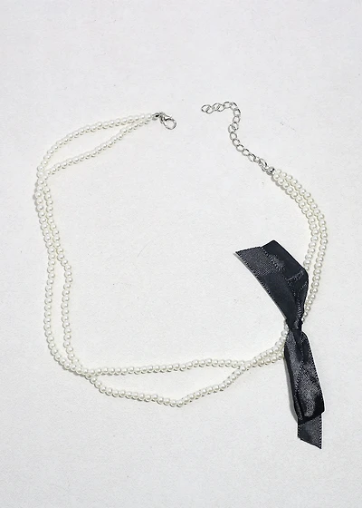 Audrey Pearl Ribbon Necklace