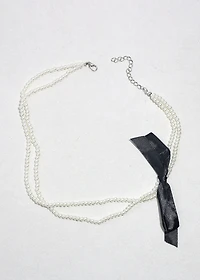 Audrey Pearl Ribbon Necklace