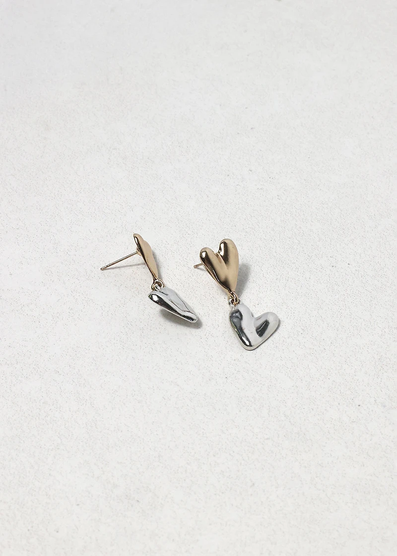Linked Heart Drop Earrings