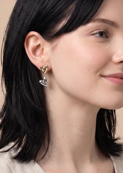 Linked Heart Drop Earrings