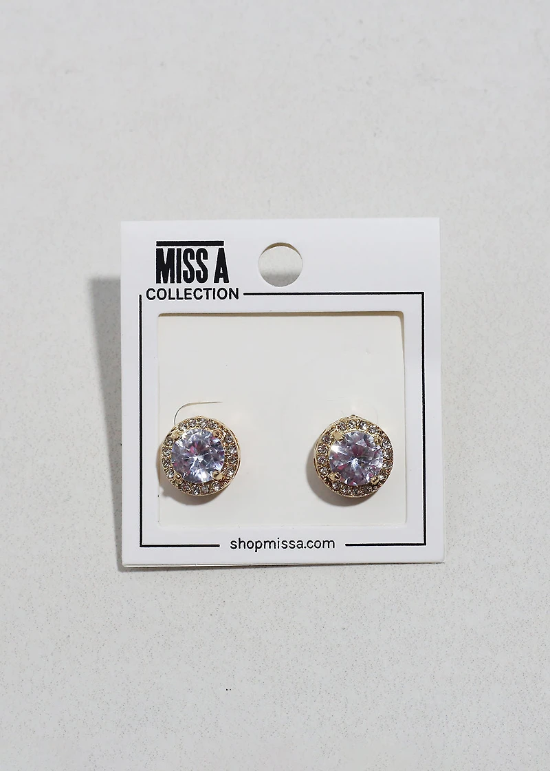 Round Halo Stud Earrings